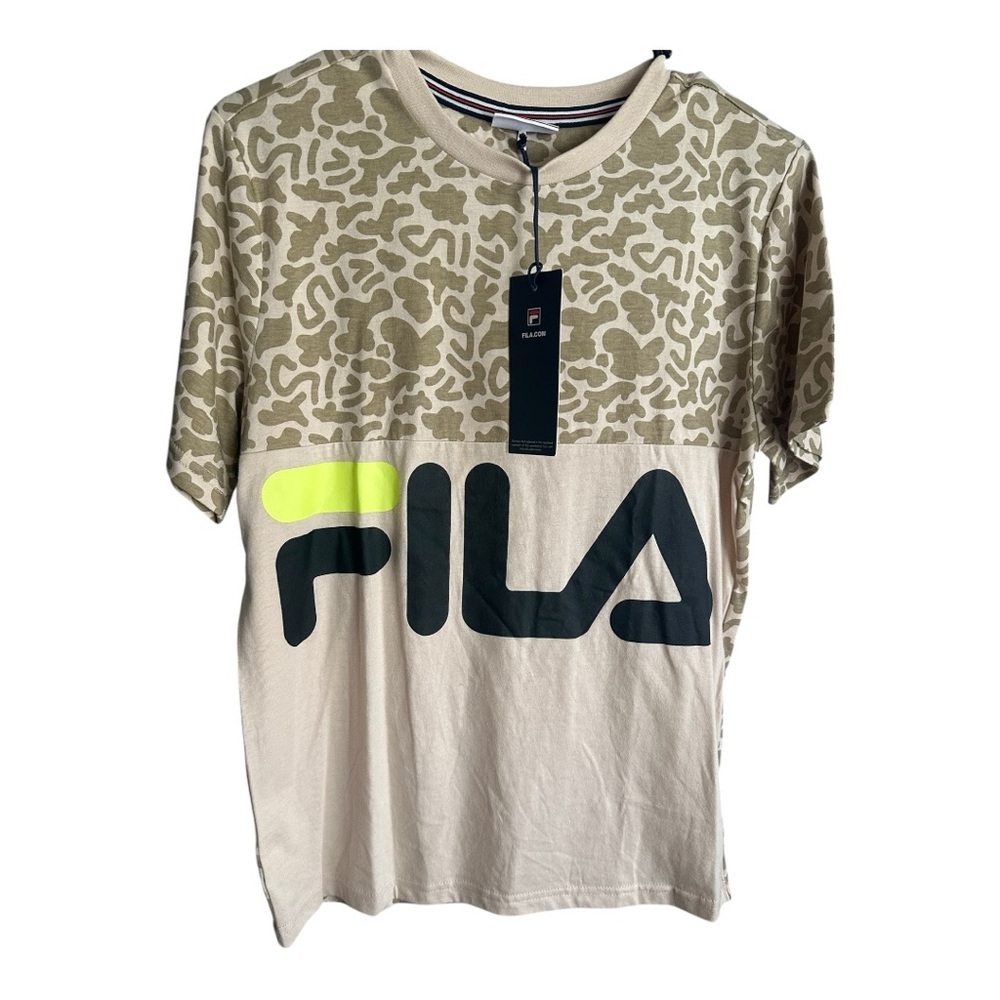 Fila Tan Short Sleeve Tee with Abstract Design